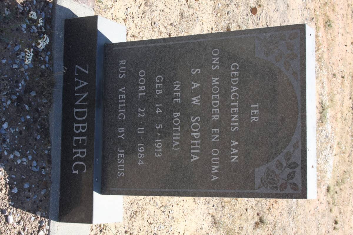 ZANDBERG S.A.W. nee BOTHA 1913-1984