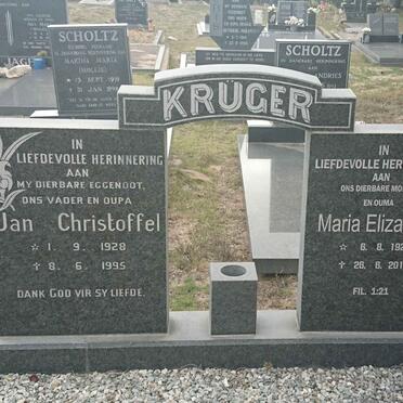 KRÜGER Jan Christoffel 1928-1995 &amp; Maria Elizabeth 1927-2013