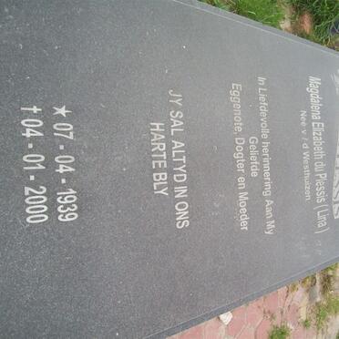 PLESSIS Magdalena Elizabeth, du nee V.D. WESTHUIZEN 1939-2000