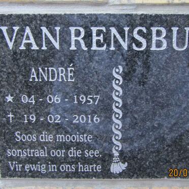 RENSBURG Andre, van 1957-2016