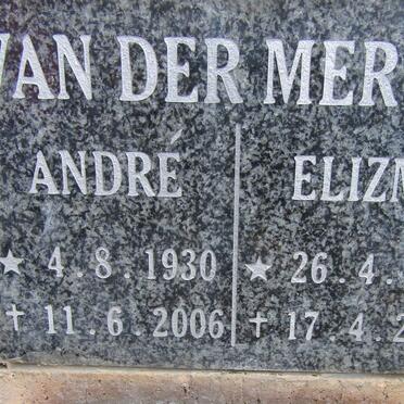 MERWE Andre, van der 1930-2006 &amp; Elizma 1933-2003