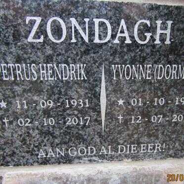 ZONDAGH Petrus Hendrik 1931-2017 &amp; Yvonne DORMEHL 1934-2014