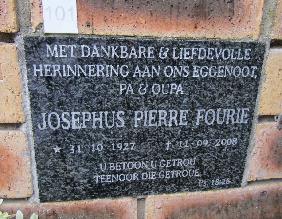 FOURIE Josephus Pierre 1927-2008
