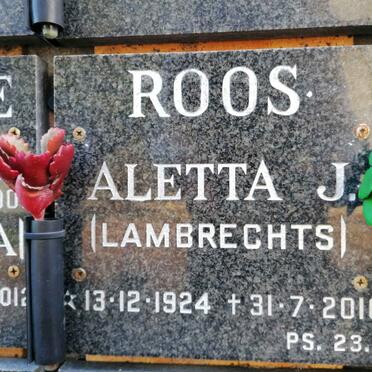 ROOS Aletta J. nee LAMBRECHTS 1924-2010
