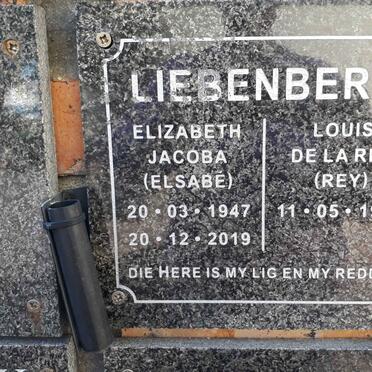 LIEBENBERG Louis De La Rey 1942- &amp; Elizabeth Jacoba 1947-2019