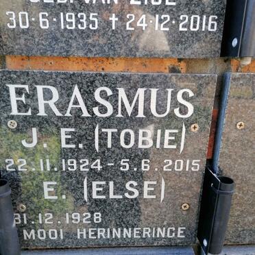 ERASMUS J.E. 1924-2015 &amp; E. 1928-