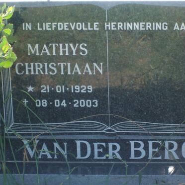 BERG Mathys Christiaan, van der 1929-2003