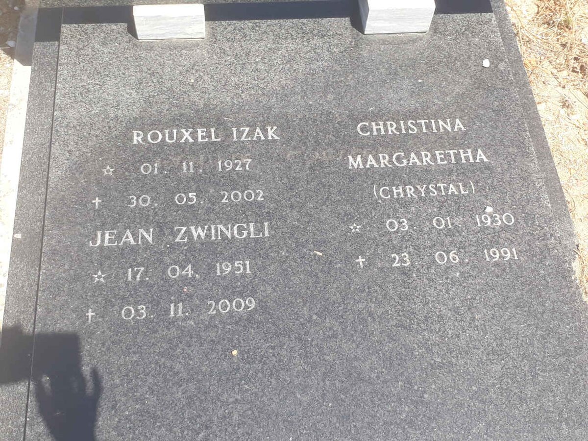 COETZER Rouxel Izak 1927-2002 &amp; Christina Margaretha 1930-1991 :: COETZER Jean Zwingli 1951-2009