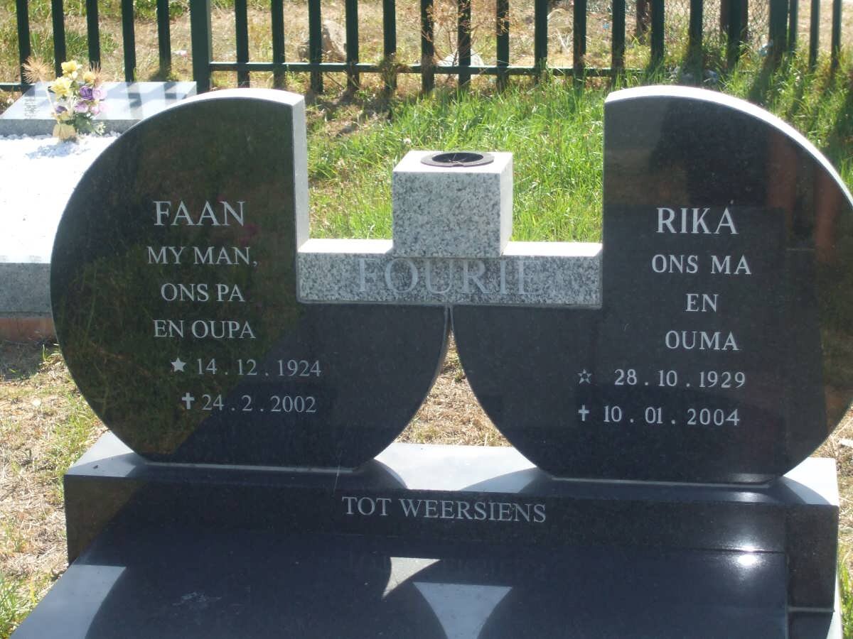 FOURIE Faan 1924-2002 &amp; Rika 1929-2004