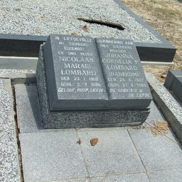 LOMBARD Nicolaas Marais 1908-1988 &amp; Johanna Cornelia P. HANEKOM 1907-1989