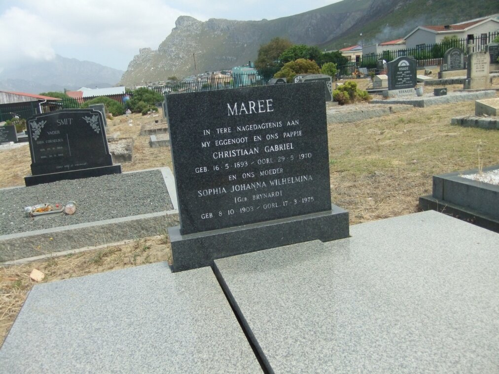 MAREE Christiaan Gabriel 1893-1970 &amp; Sophia Johanna Wilhelmina BRYNARD 1903-1975