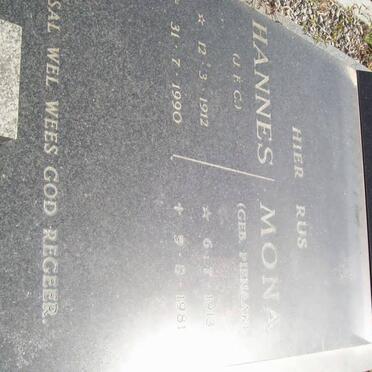 PRINS J.F.C. 1912-1990 &amp; Mona PIENAAR 1913-1981