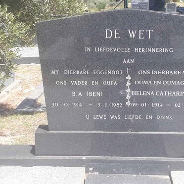WET B.A., de 1914-1982 &amp; Helena Catharina 1914-2010