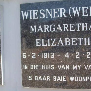 WIESNER Margaretha Elizabeth nee WEBB 1913-2003