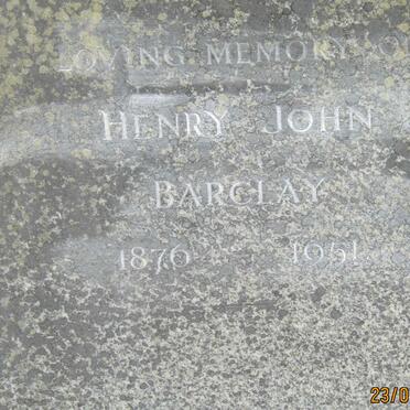 BARCLAY Henry John 1876-1951