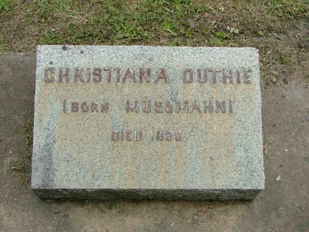 DUTHIE Christiana nee MUSSMANN -1890