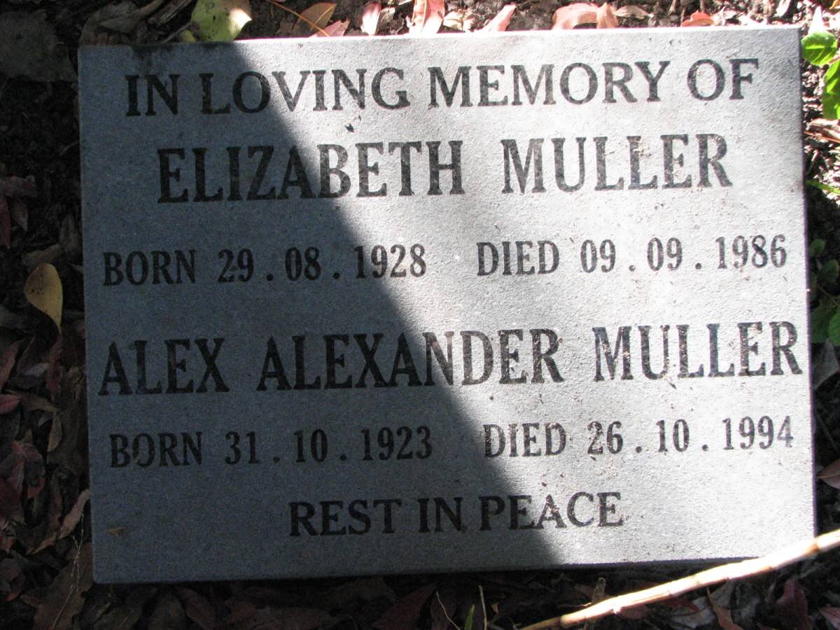 MULLER Alex Alexander 1923-1994 &amp; Elizabeth 1928-1986