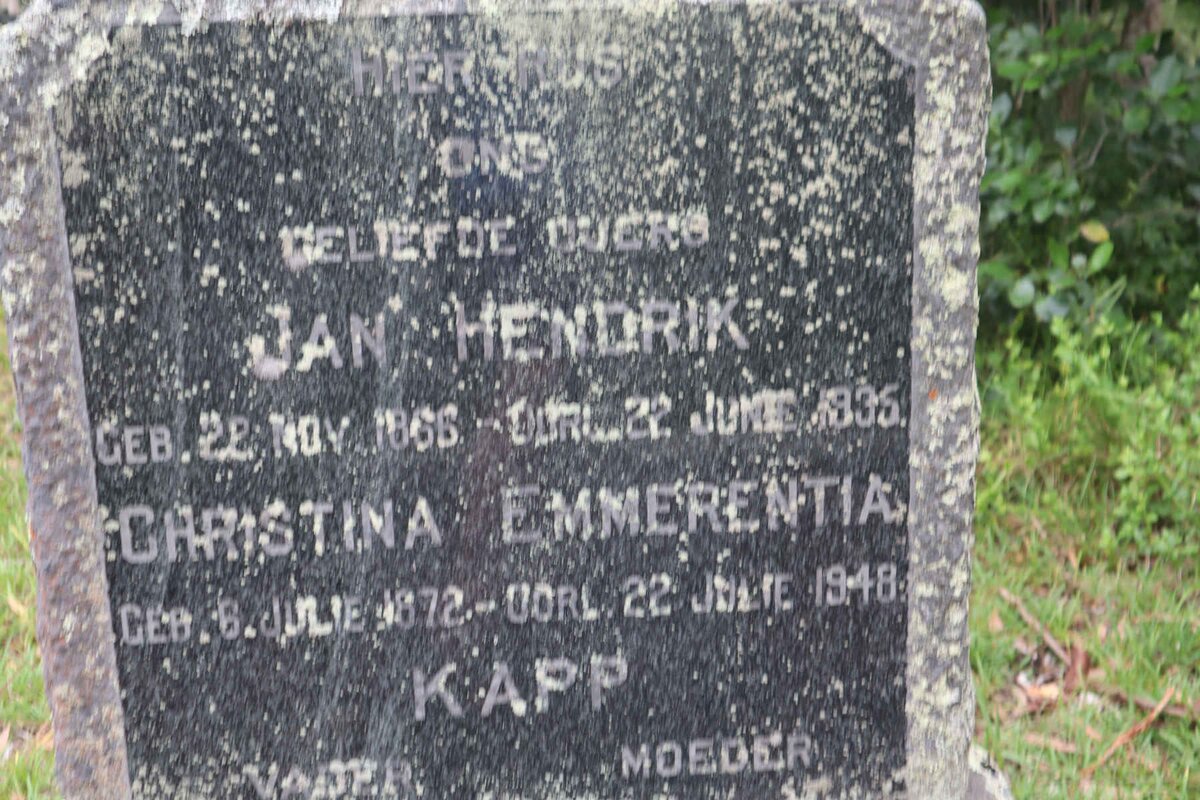 KAPP Jan Hendrik 1866-1935 & Christina Emmerentia 1872-1948