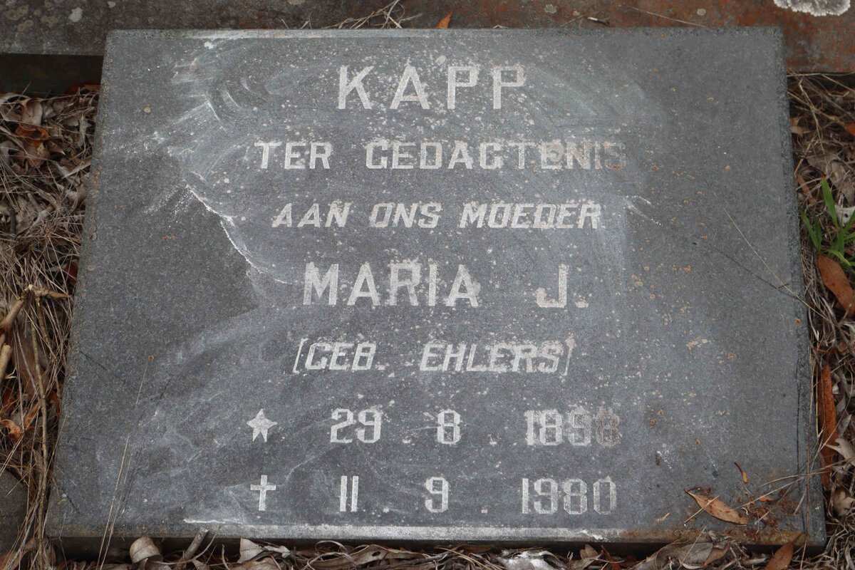 KAPP Maria J. nee EHLERS 1898-1980