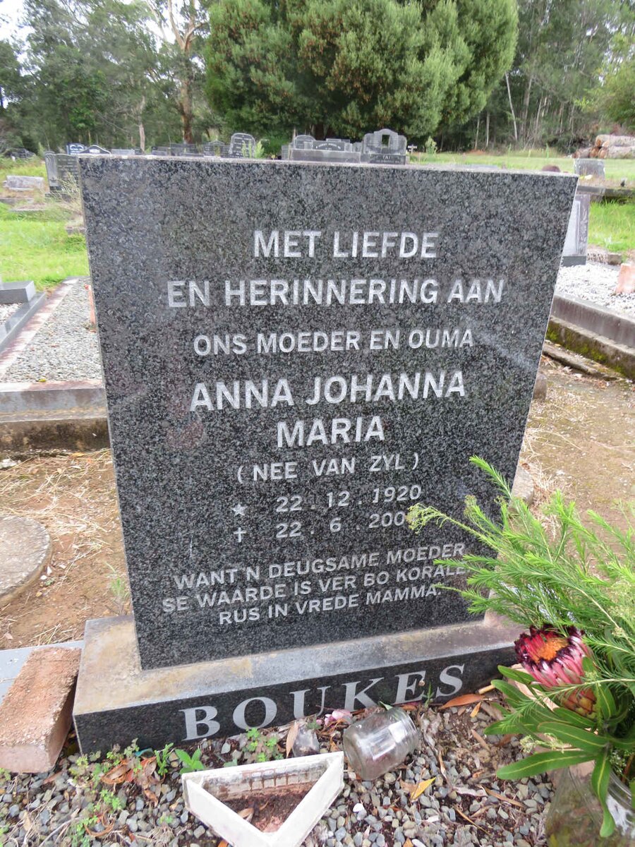 BOUKES Anna Johanna Maria nee VAN ZYL 1920-200?