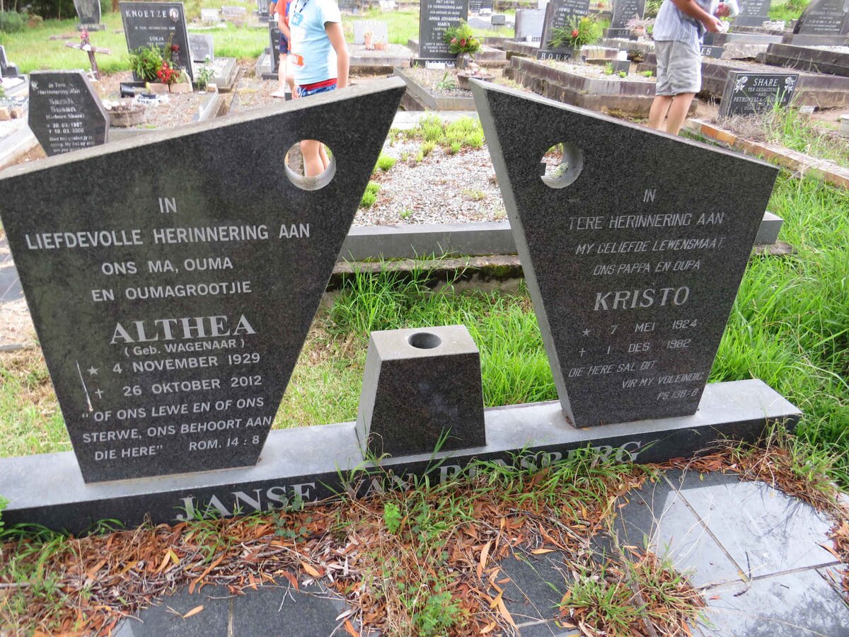RENSBURG Kristo, Janse van 1924-1982 & Althea WAGENAAR 1929-2012