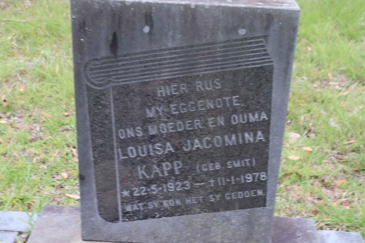 KAPP Louisa Jacomina nee SMIT 1923-1978