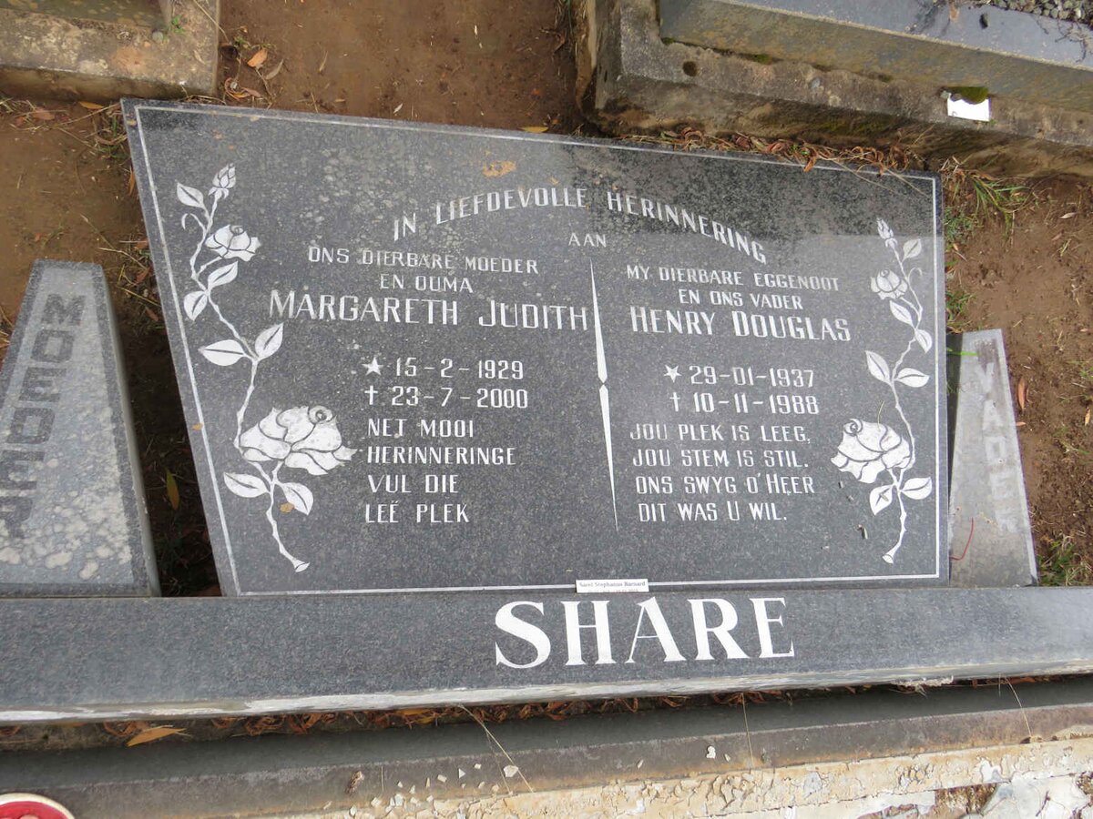 SHARE Margareth Judith 1929-2000 :: SHARE Henry Douglas 1937-1988