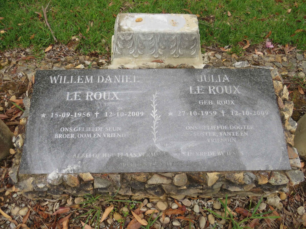 ROUX Willem Daniel, le 1956-2009 & Julia ROUX 1959-2009