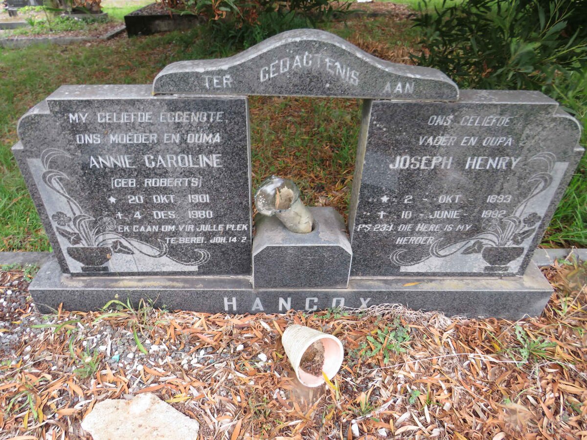 HANCOX Joseph Henry 1893-1992 & Annie Caroline ROBERTS 1901-1980