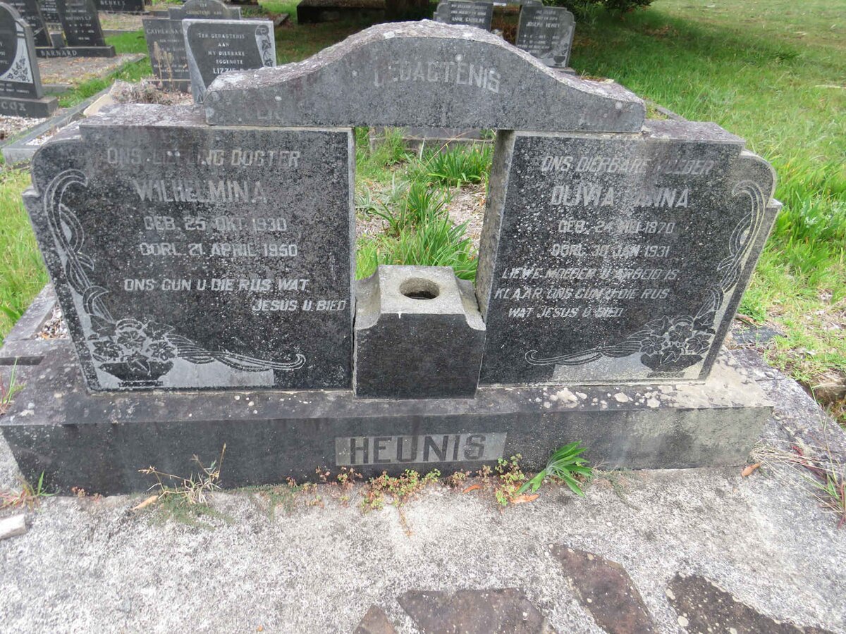 HEUNIS Olivia Anna 1870-1931 :: HEUNIS Wilhelmina 1930-1950