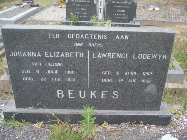 BEUKES Lawrence Lodewyk 1902-1962 &amp; Johanna Elizabeth THERON 1908-1979