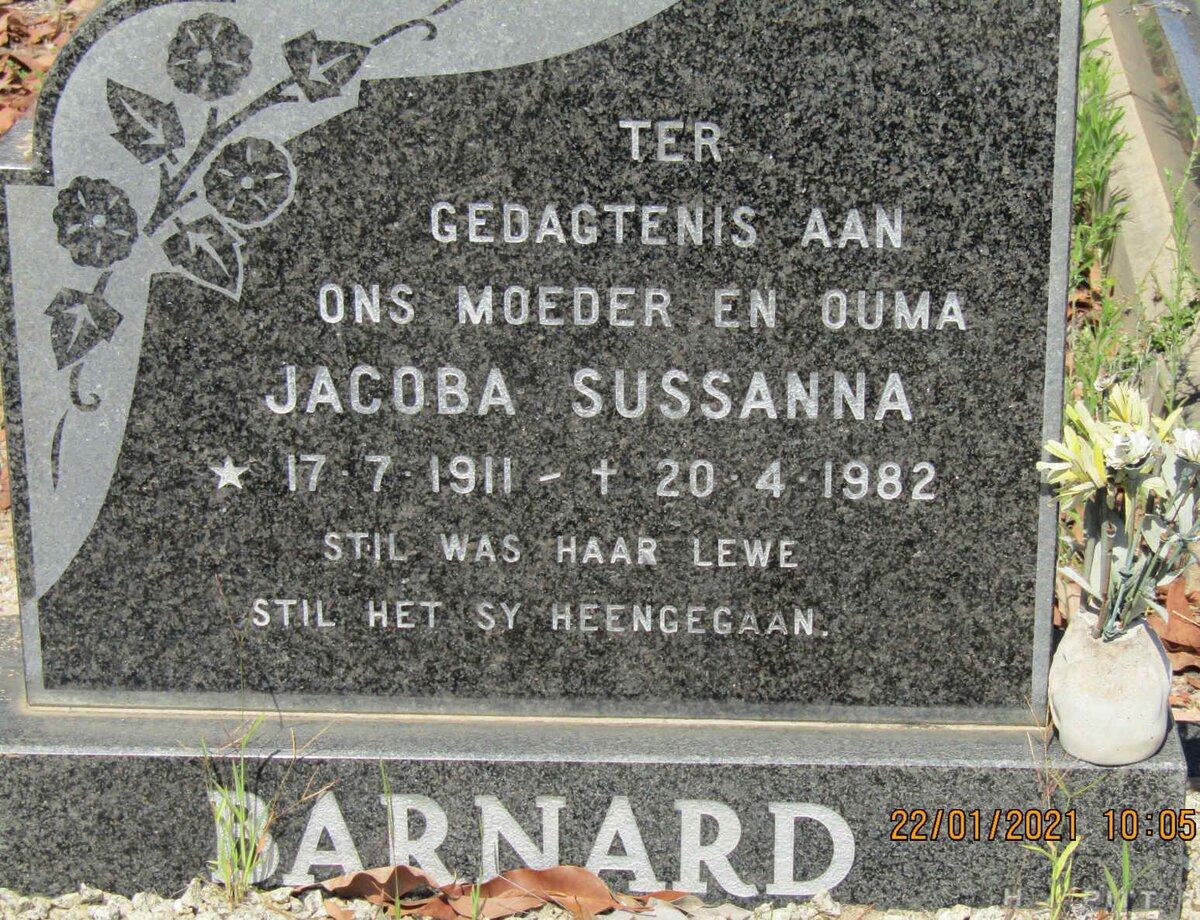 BARNARD Jacoba Sussanna 1911-1982