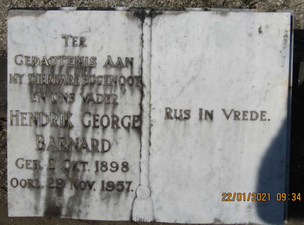 BARNARD Hendrik George 1898-1957