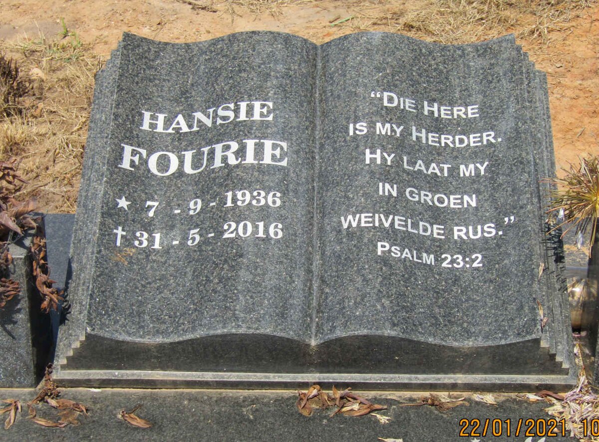 FOURIE Hansie 1936-2016