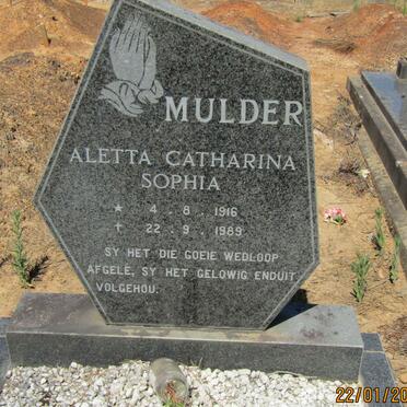 MULDER Aletta Catharina Sophia 1916-1989