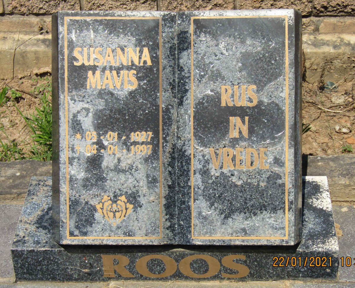 ROOS Susanna Mavis 1927-1997