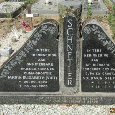 SCHNETLER Solomon Stephanus 1901-1979 &amp; Maria Elizabeth 1924-2005
