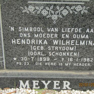 SCHONKEN Hendrika Wilhelmina voorheen MEYER nee STRYDOM 1899-1982
