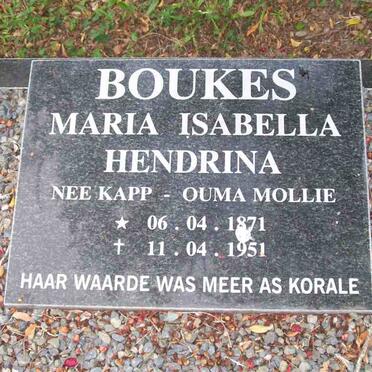 BOUKES Maria Isabella Hendrina nee KAPP 1871-1951