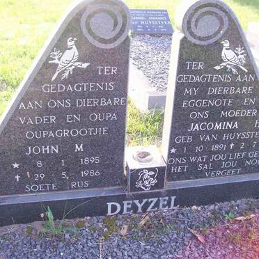 DEYZEL John M. 1895-1986 &amp; Jacomina H. VAN HUYSSTEEN 1891-1972