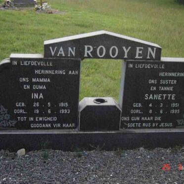 ROOYEN Ina, van 1915-1993 :: VAN ROOYEN Sanette 1951-1995