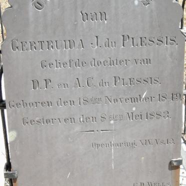PLESSIS Gertruida J., du 1849-1883