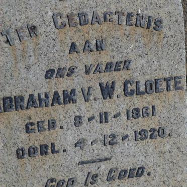 CLOETE Abraham V.W. 1861-1920