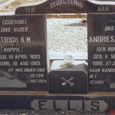 ELLIS Patrick H.M. 1893-1969 &amp; Andriesa Jacoba HORN 1903-1976