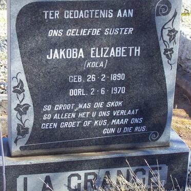 GRANGE Jakoba Elizabeth, la 1890-1970