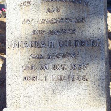 GOLDBERG Johanna D. nee BRUWER 1893-1946