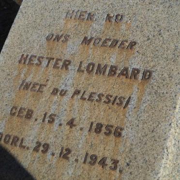 LOMBARD Hester nee DU PLESSIS 1856-1943