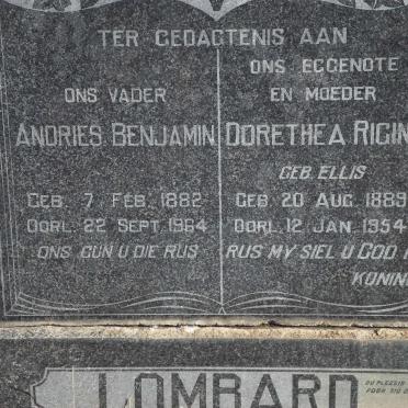 LOMBARD Andries Benjamin 1882-1964 &amp; Dorethea Rigina ELLIS 1889-1954