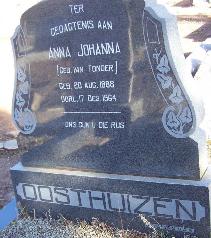 OOSTHUIZEN Anna Johanna nee VAN TONDER 1888-1964