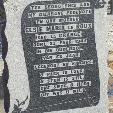 ROUX Elsie Maria, le nee LA GRANGE -1945